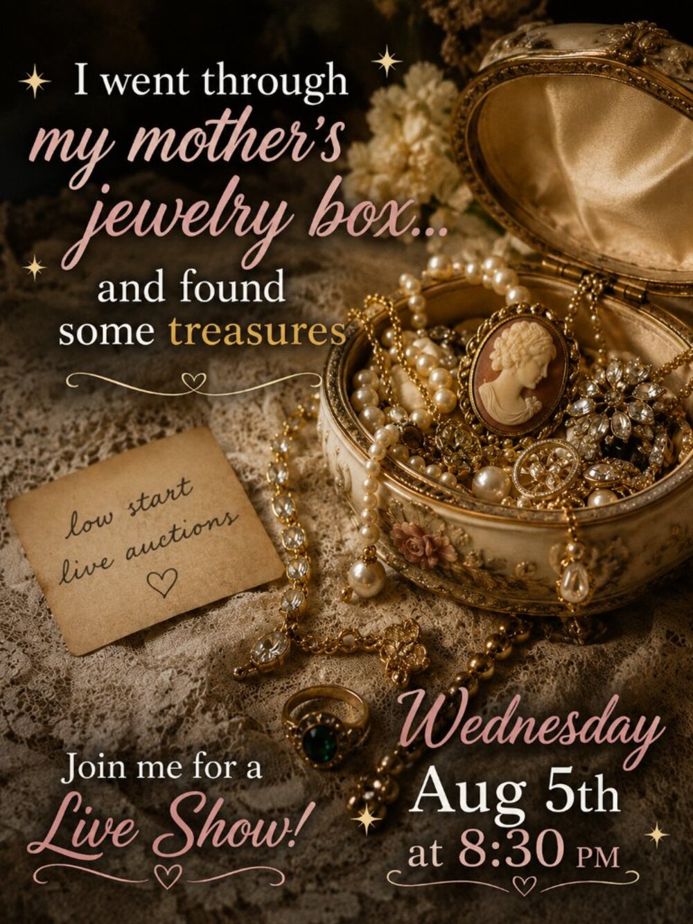 Treasures from Mom's Jewelry Box: Low Start Live Auctions • Wednesday, August 5